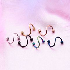 Eurasian stainless steel S-shaped nose stud, colored ear studs, unique titanium steel lip piercing jewelry, cross-border piercing accessories wholesale
