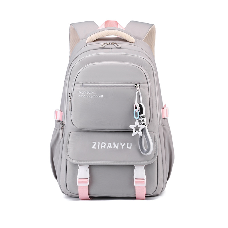Mochila de escuela primaria transfronteriza 3-6 grados Mochila de ocio de escuela secundaria y secundaria de gran capacidad para reducir la carga Mochila de gran capacidad para mujeres