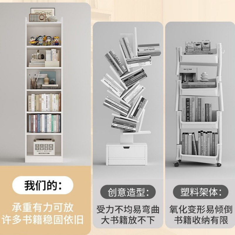书架置物架落地简易家用多层客厅柜子储物柜窄缝小书柜靠墙边收纳|undefined