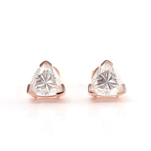 18K Gold Pair of Two Carat D Color Moissanite Triangular Diamond Stud Earrings, Fashionable, Simple, High-End and Versatile