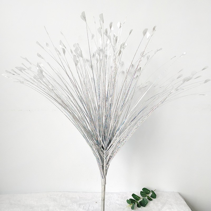 Fábrica directa flores artificiales brillantes de color pavilón plantas accesorios de diseño de flores de caña hojas de cebolla hierba decoración de boda image 7