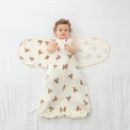 Swaddle sleeping bag anti-jump baby newborn baby spring, summer and autumn wrap pure cotton gauze anti-kick quilt thin section