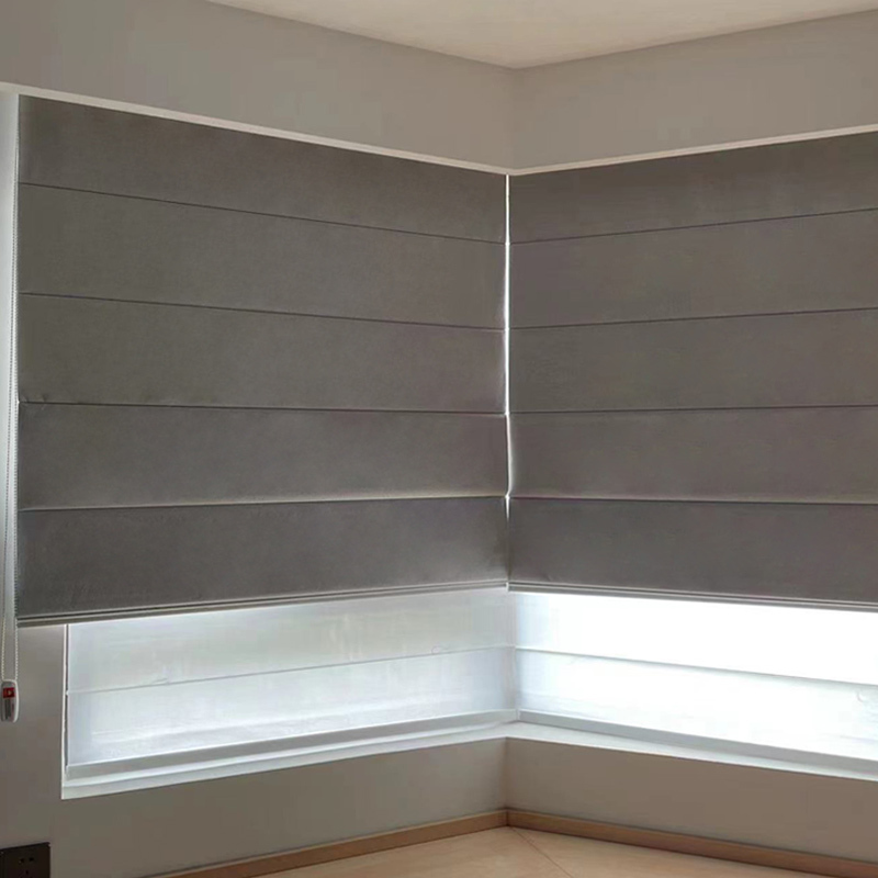 Double-layer day and night Roman curtain curtain bedroom living room study shading light transmission electric remote control intelligent roller shutter lifting curtain