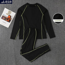 胖男童加绒训练服宽松加肥秋冬薄绒中大童儿童速干运动套装打底衣