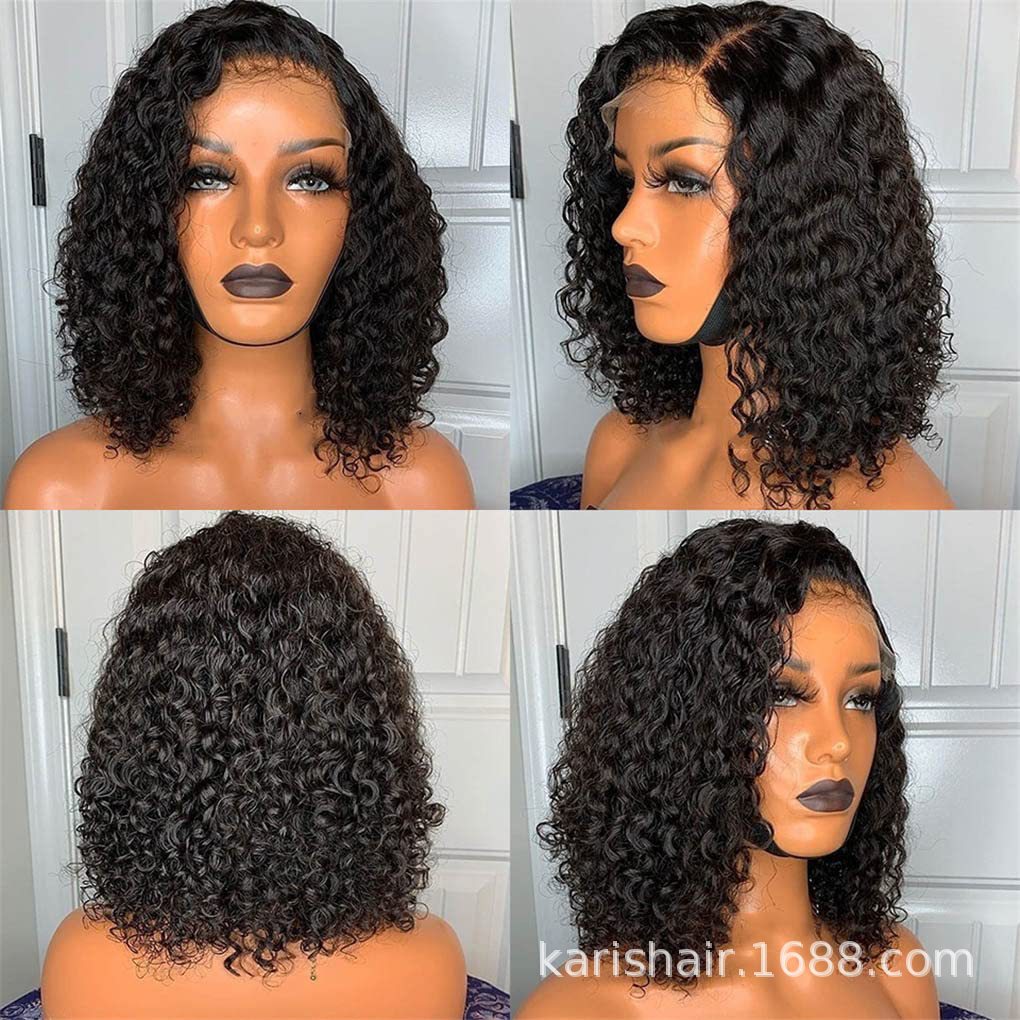 Onda de agua Bob pelucas Peluca de encaje real cubierta de pelo rizado pelucas de cabello humano