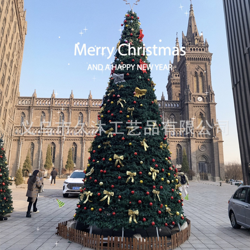 Large Factory-Made 3- to 60m-Foot Christmas Trees in Stock for Malls, Hotels, and Squares, Christmas Atmosphere Decorations, Large Iron Frame Trees