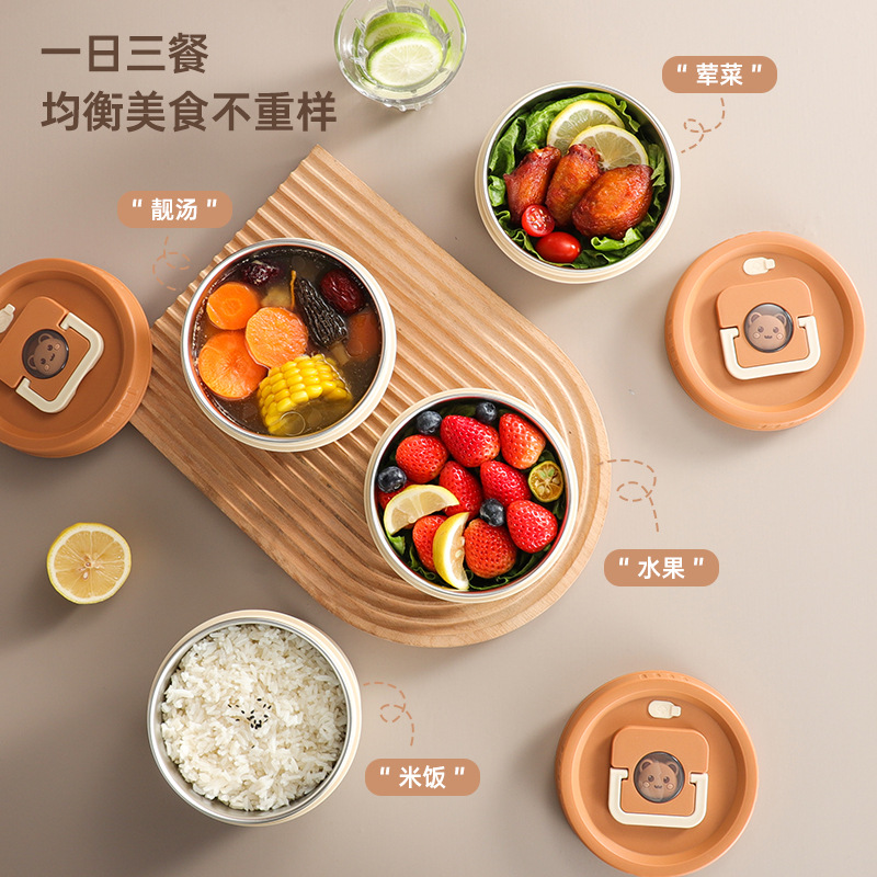 A06 microondas cocina de almuerzo 304 aislamiento de acero inoxidable caja de almuerzo de calentamiento de microondas estudiantes de oficina sellado caja de almuerzo