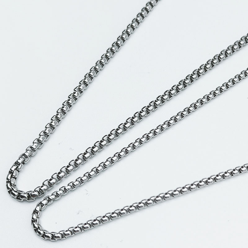 Straight stainless steel square pearl necklace, minimalist pendant with chain, fashionable accessories for men and_voghion.com