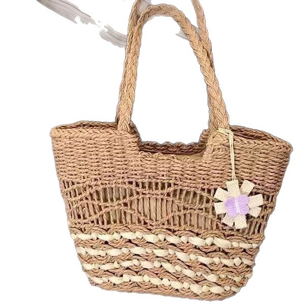 Large Capacity Straw Woven Bag For Women 2025 Summer New Beach Vacation Tote Shoulder Handbag - Thumbnail 5