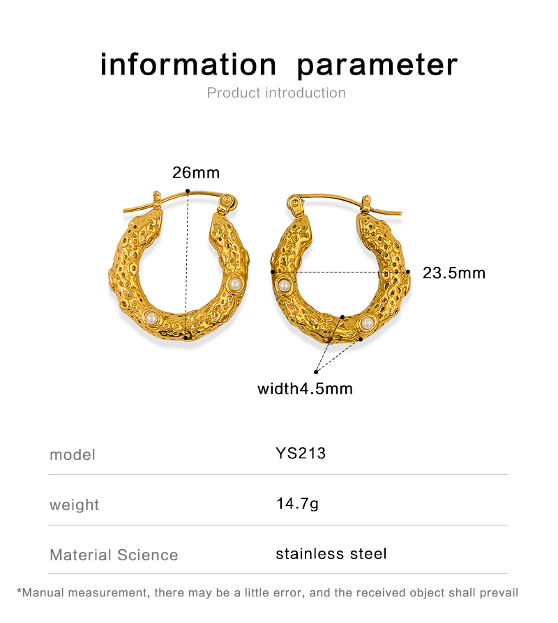 17g Weight Pearl Insert Material Hoop Earrings Classification 1 Pair Quantity Daily Occasion Stainless Steel Material Solid Color Pattern Women'S Gender Plating, Inlay Design Retro Style Retro Solid Color Stainless Steel Plating Inlay Pearl Hoop Earrings 1 Pair