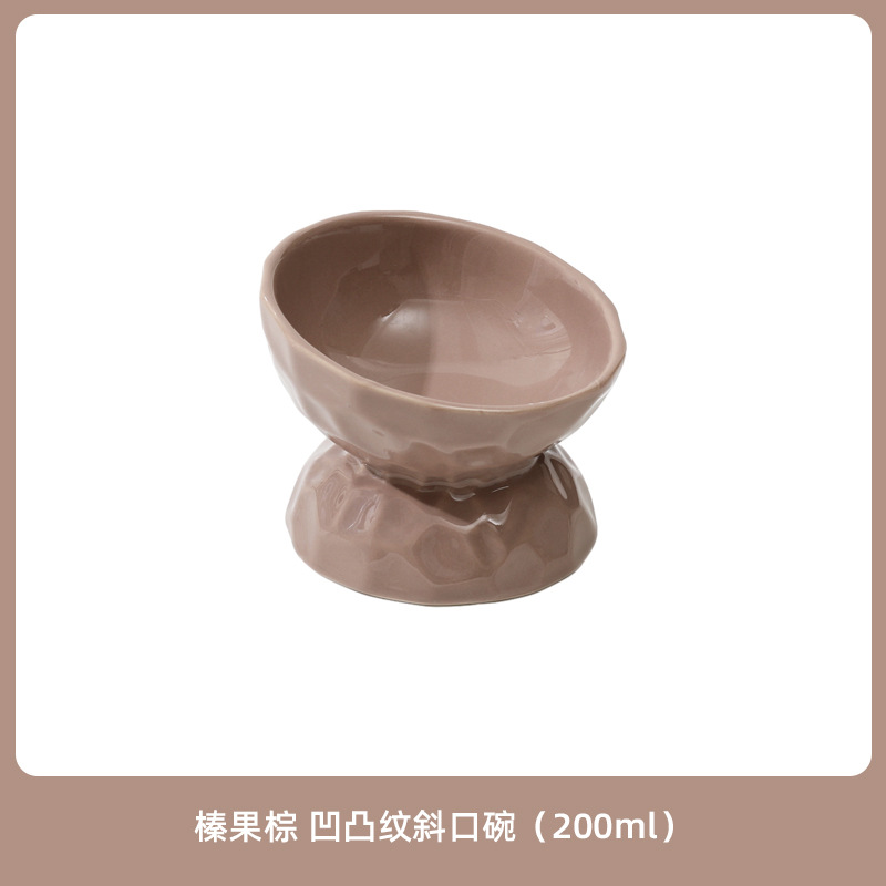 Cerámica de la pierna alta soporte cervical oblicuo tazón gato y perro tazón de comida gato mascota tazón negro bebedero antigolpes