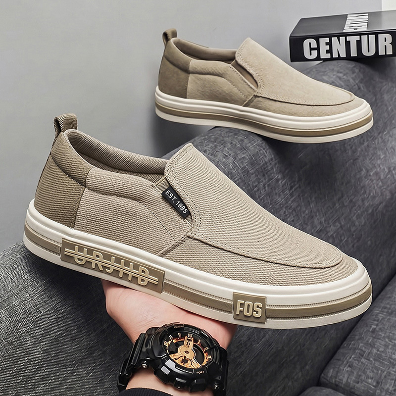 2026 New Korean Style Breathable Canvas Slip-On Loafers for Men, Fashionable, Versatile, Comfortable Casual Sneakers