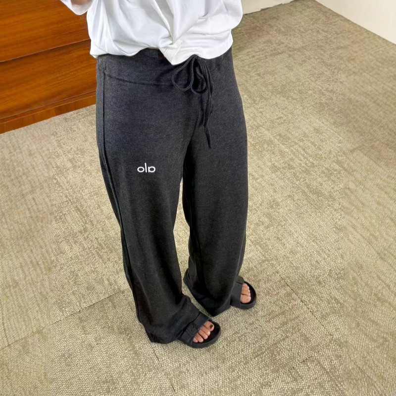 Alo Knitted Women's Casual Loose Long Pants with Drape, Comfortable, Slimming, Versatile, Drawstring, Leg-Lengthening