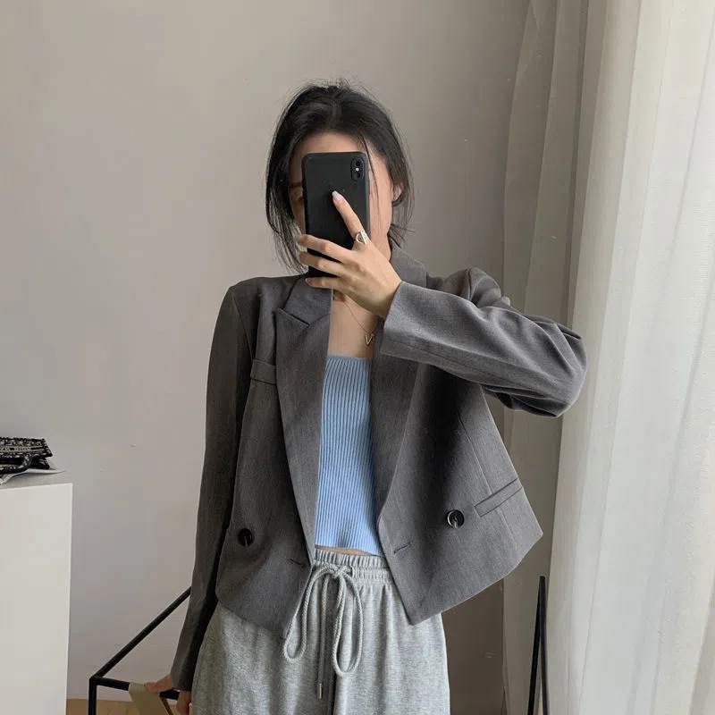 JK Small Suit Jacket Women's Small Short College Style Students Spring and Autumn New Small Suit Top Trend