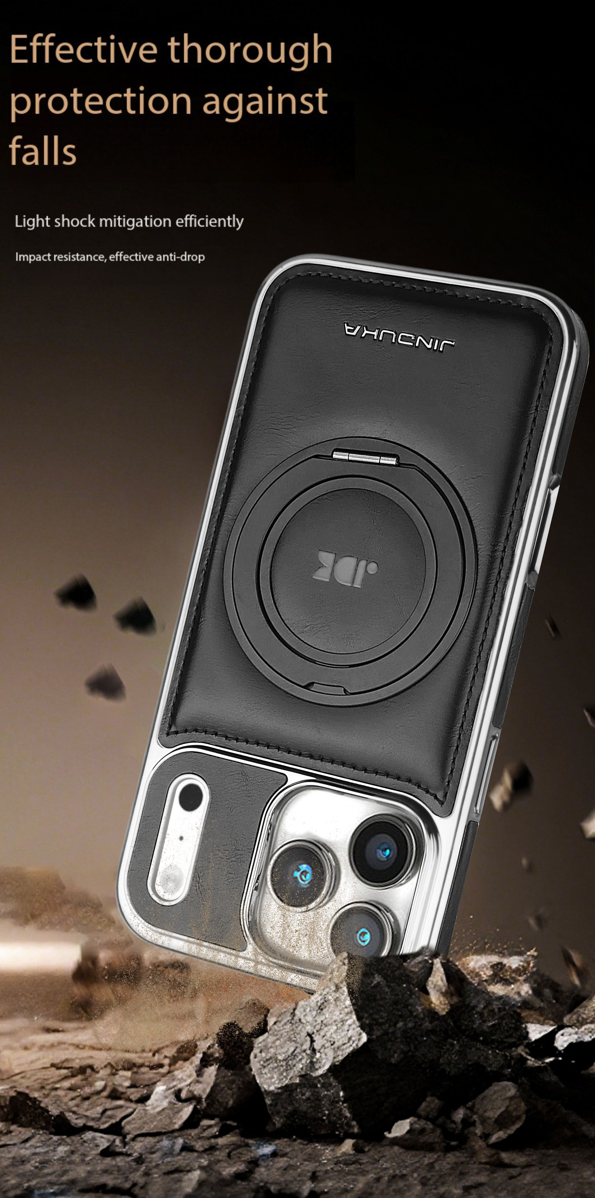 Ốp lưng từ tính xoay 360 độ cho iPhone 17 Pro Max, iPhone 17/16, chống sốc viền dày — Màu đen, Màu xanh lam, Nâu thanh lịch, Nâu mocha chi tiết 6