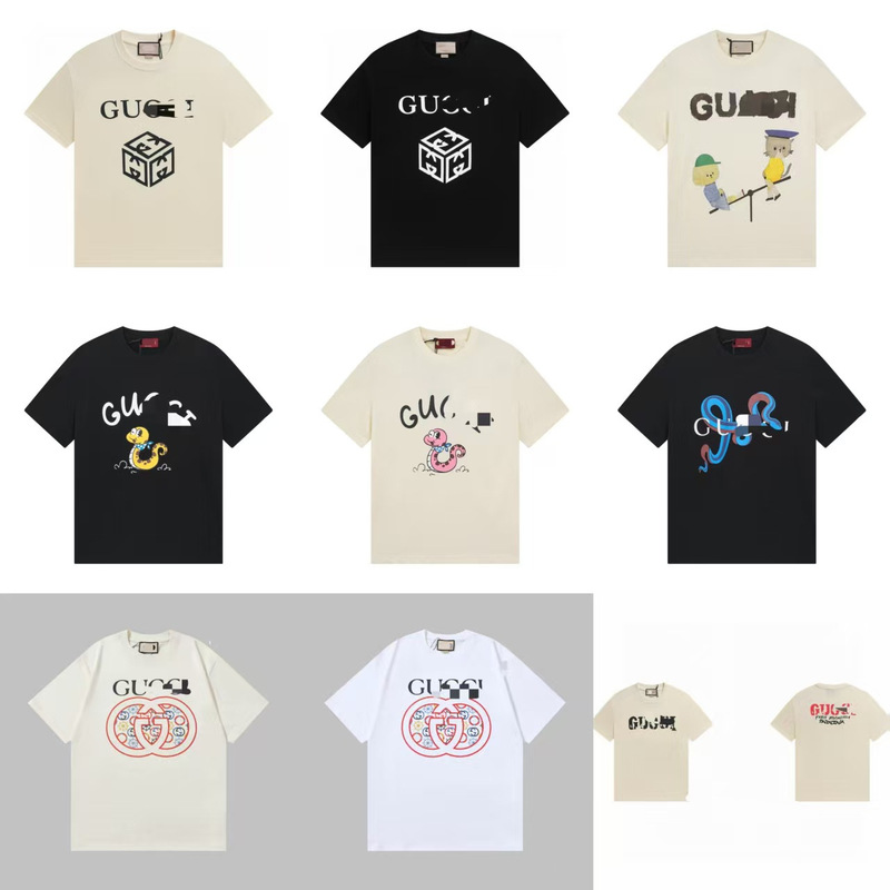 25High-Quality Foreign Trade G-Brand Popular T-Shirt, High-End Version, Short-Sleeve Printed Design, Unisex, Top Fashion Brand