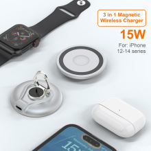 15W指环三合一手机无线充适用于苹果三星华为手机手表无线充电器