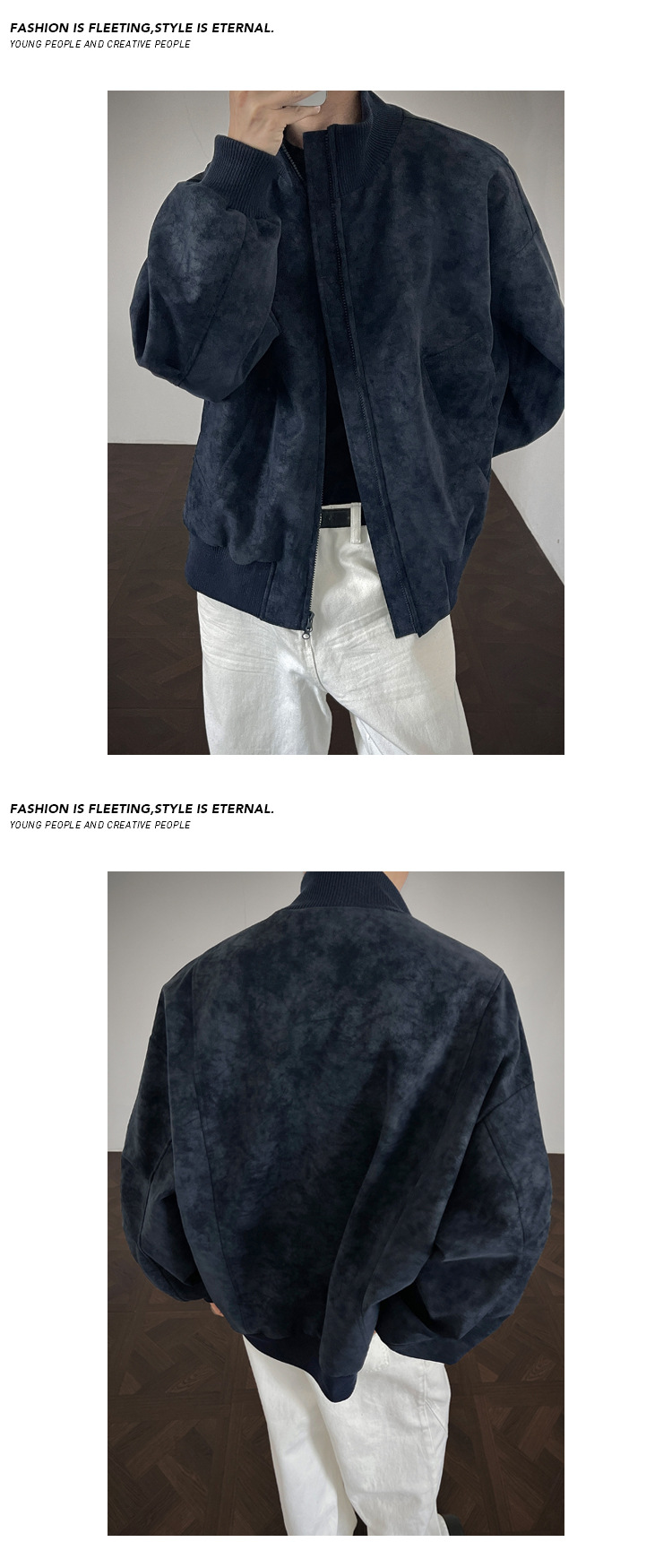 Giacca baseball uomo in ecopelle grigia tie-dye stile retro_voghion.com
