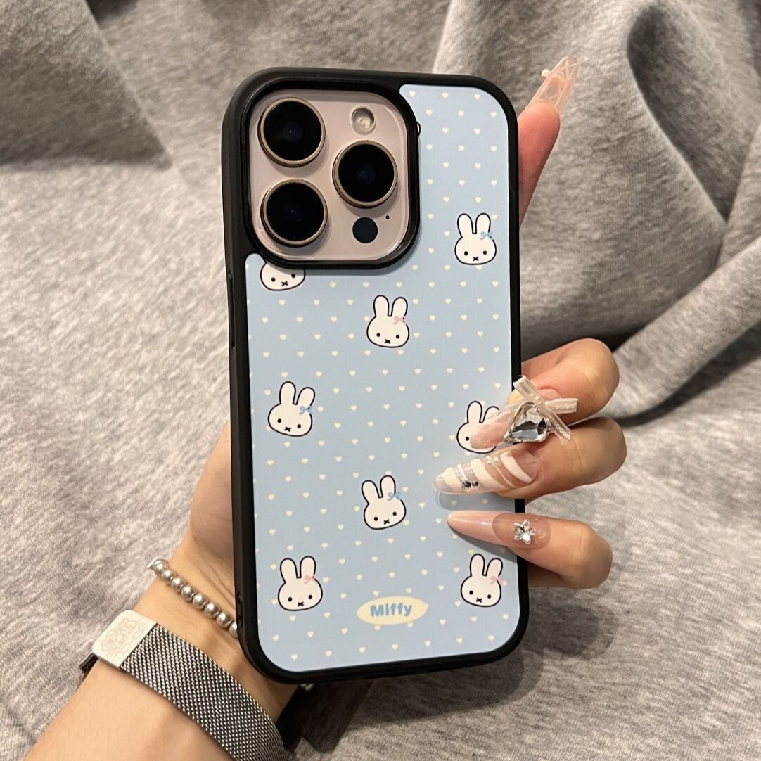 Blue Miffy conejo para Apple 16 estuche de teléfono 13 estuche de protección para iPhone 15 divertido 14 dibujos animados 12 suave 11
