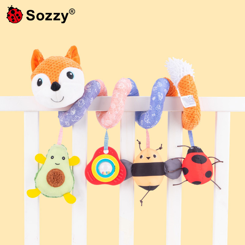 Cama de carro de bebé sozzy que cuelga Fox animal cama bobinado bebé música sonajero juguete calmante muñeca cama bobinado