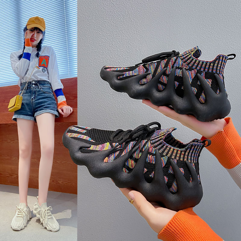 Trendy Couple's Fly-Knit Sock Shoes for Women, 2025 Summer New Breathable Women's Casual Volcano Sneakers 450-7