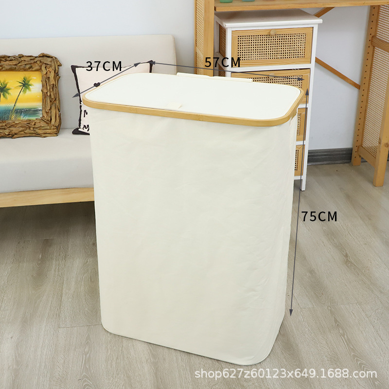 Cesta de ropa sucia de doble apertura de tela Oxford transfronteriza de Amazon, canasta de ropa de bambú impermeable de gran capacidad, canasta de almacenamiento, cubo de ropa sucia