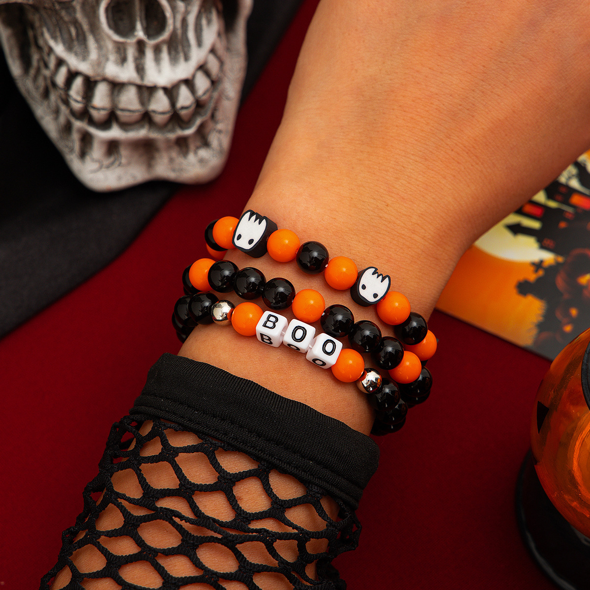 21g Weight Alloy Pendant Material Bracelets Classification CCB, Arylic, soft clay Chain Material 1 Set Quantity Festival Occasion CCB, Arylic, Alloy Material Halloween Festival Pumpkin, Bat, Ghost Pattern Women's Gender Beaded, Enamel Design Funny Style Funny Pumpkin Bat Ghost CCB Arylic Alloy Beaded Bracelets Wholesale 22