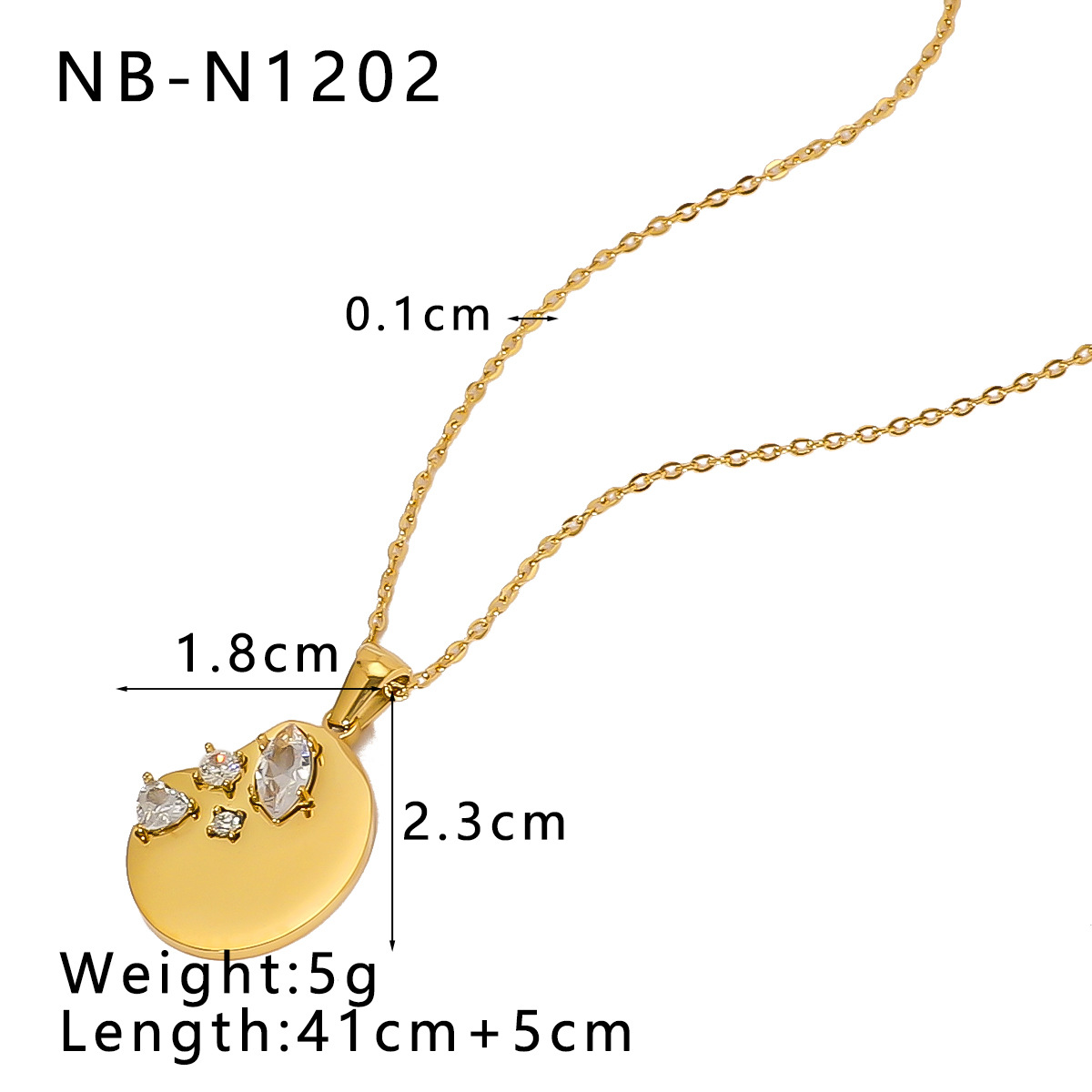 Retro, IG Style Style PVD Coated 18K Gold Real Gold Plated Geometric Heart Shape 304 Stainless Steel Retro IG Style Waterproof Non Tarnish 304 Stainless Steel Pendant Necklace