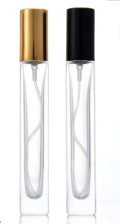 Botella de perfumes de vidrio transparente botella de perfumes botella de tornillo portátil botella de muestra de cosméticos 10ml botella de spray cuadrada