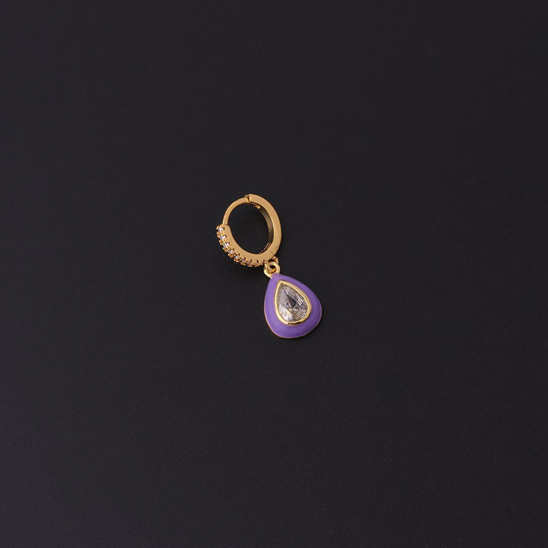 inlaid zircon water drop shape copper ear clip wholesale Nihaojewelry