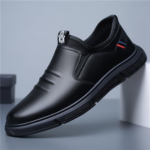 Men's New Korean Style Casual Leather Shoes Comfortable Breathable Slip-on Soft Bottom Leather Shoes Men's British Style Business Trendy Shoes