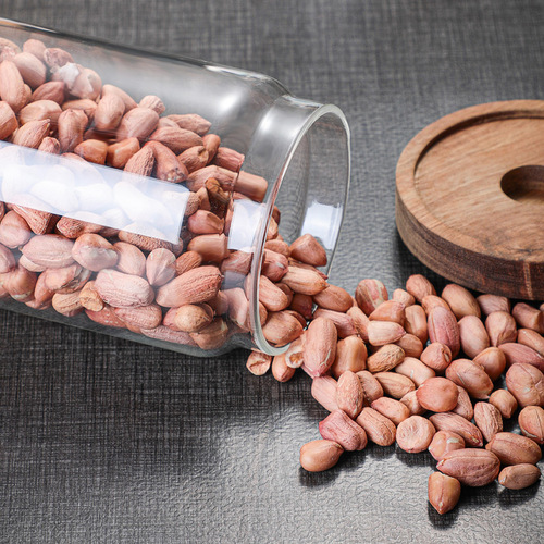 Acacia wood glass storage jar kitchen food grains coffee beans tea sealed jar transparent storage storage jar