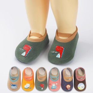 Autumn and winter cartoon floor socks non-slip thick bottom cool fleece-lined thickened indoor toddler children's early education shoes and socks