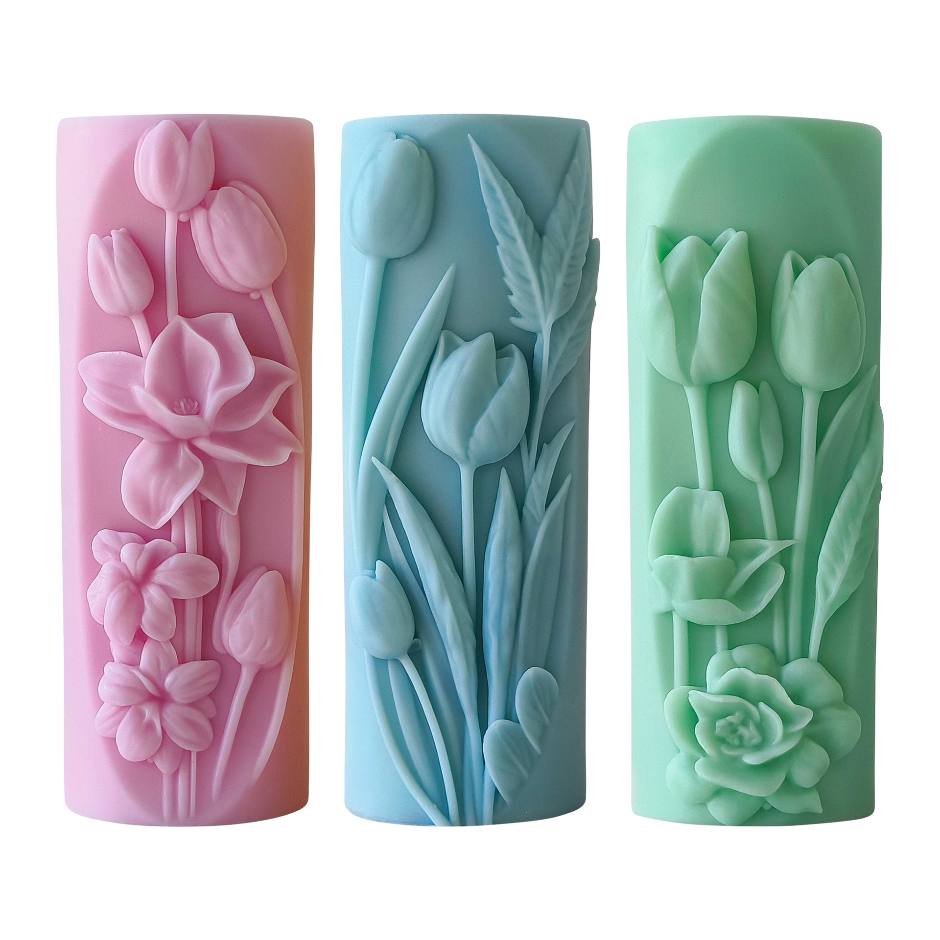 Jiahui Mei flor de tulipas cilíndrica molde de cera DIY vela hecha a mano barra magnética adornos abrasivos