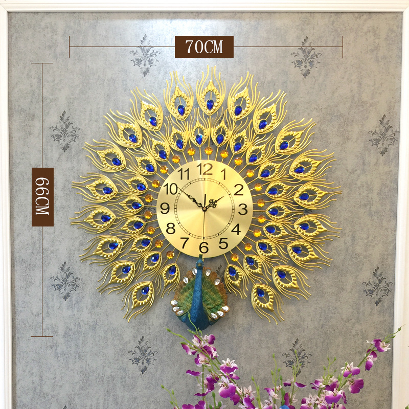 Moda reloj nórdico sala de estar moderno minimalista hogar reloj decorativo montado en la pared Red rojo restaurante creativo Reloj de pared Pavo Real