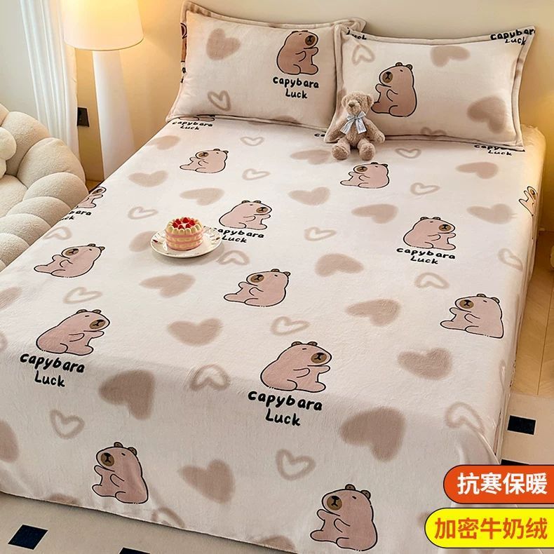 Invierno leche de lana de coral sábanas de lana de una sola pieza brida de manta de peluche dormitorio una sola persona gruesa manta de peluche cálida