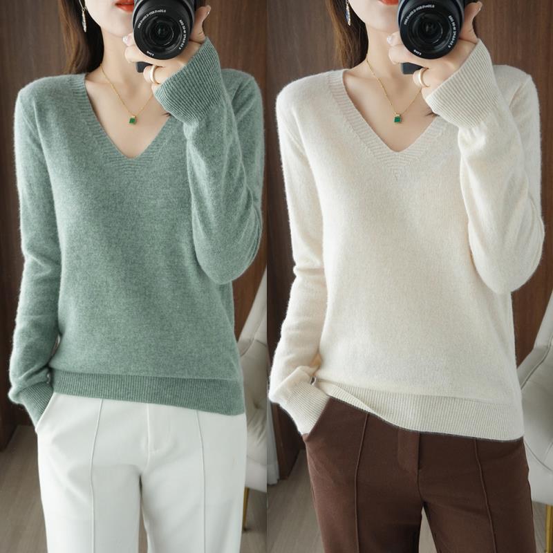 Cross-Border Autumn Long-Sleeved Plus-Size Women's Knit Tops Korean Style Women's Knitwear Base Shirt Red Sweater Women's Winter