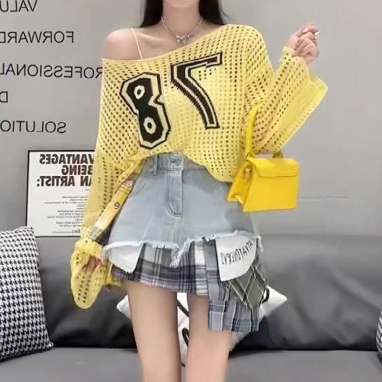 Foreign Trade American Sexy Sexy Pure Desire Summer Hollow Top Women's Short Sun Protection Outer Knitted Blouse Lazy Style