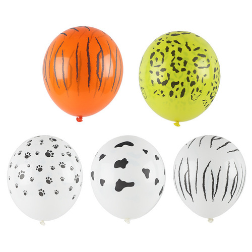 Cross-border ins forest style 12-inch striped animal print balloon animal cartoon leopard print cow flower balloon