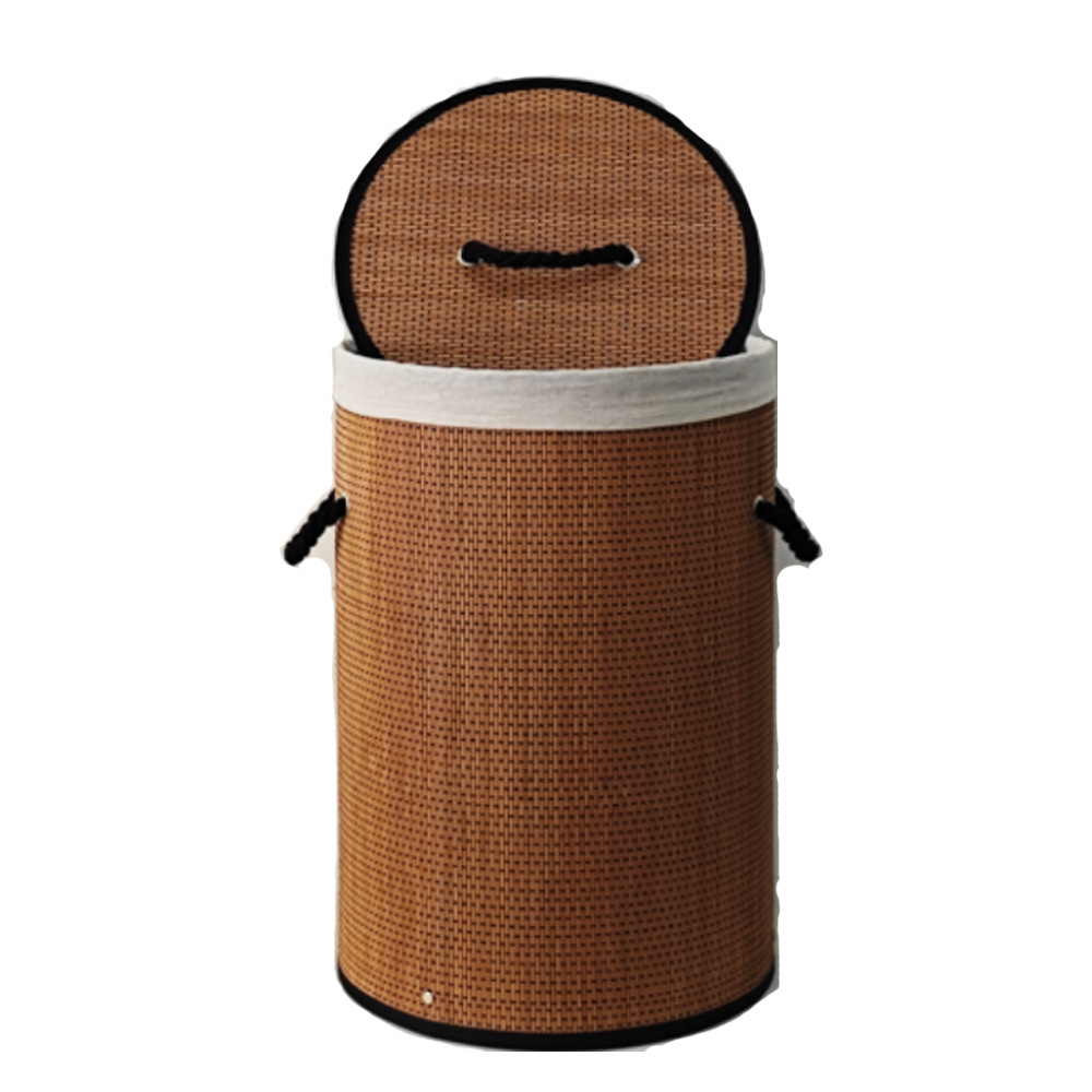 Cesta de lavandería tejida de bambú transfronteriza al por mayor, plegable, anti-polvo, ideal para almacenamiento de ropa sucia