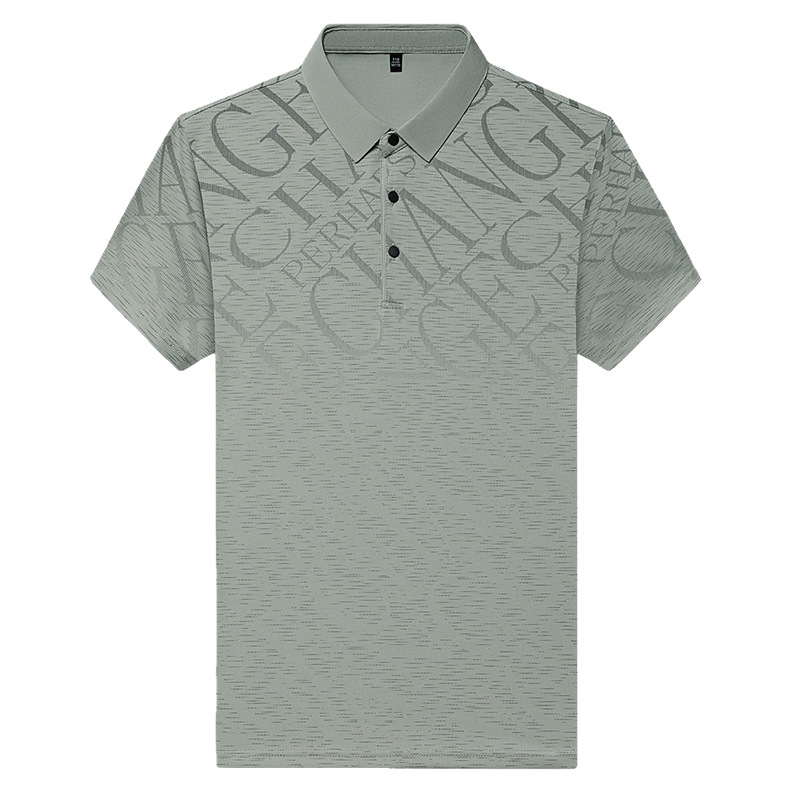 Father's day ice silk t-shirt mulberry silk short sleeve t-shirt men's summer new middle-aged men's lapel POLO a generation of hair