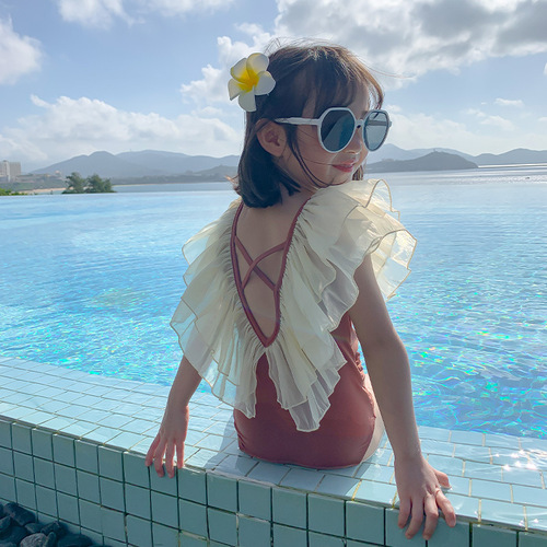 女童泳衣新款女宝宝可爱泳装公主三角韩版儿童女孩连体游泳衣