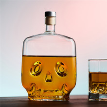 新款創意方形小骷髏頭玻璃酒壺威士忌酒瓶個性吧台酒具家用分酒器