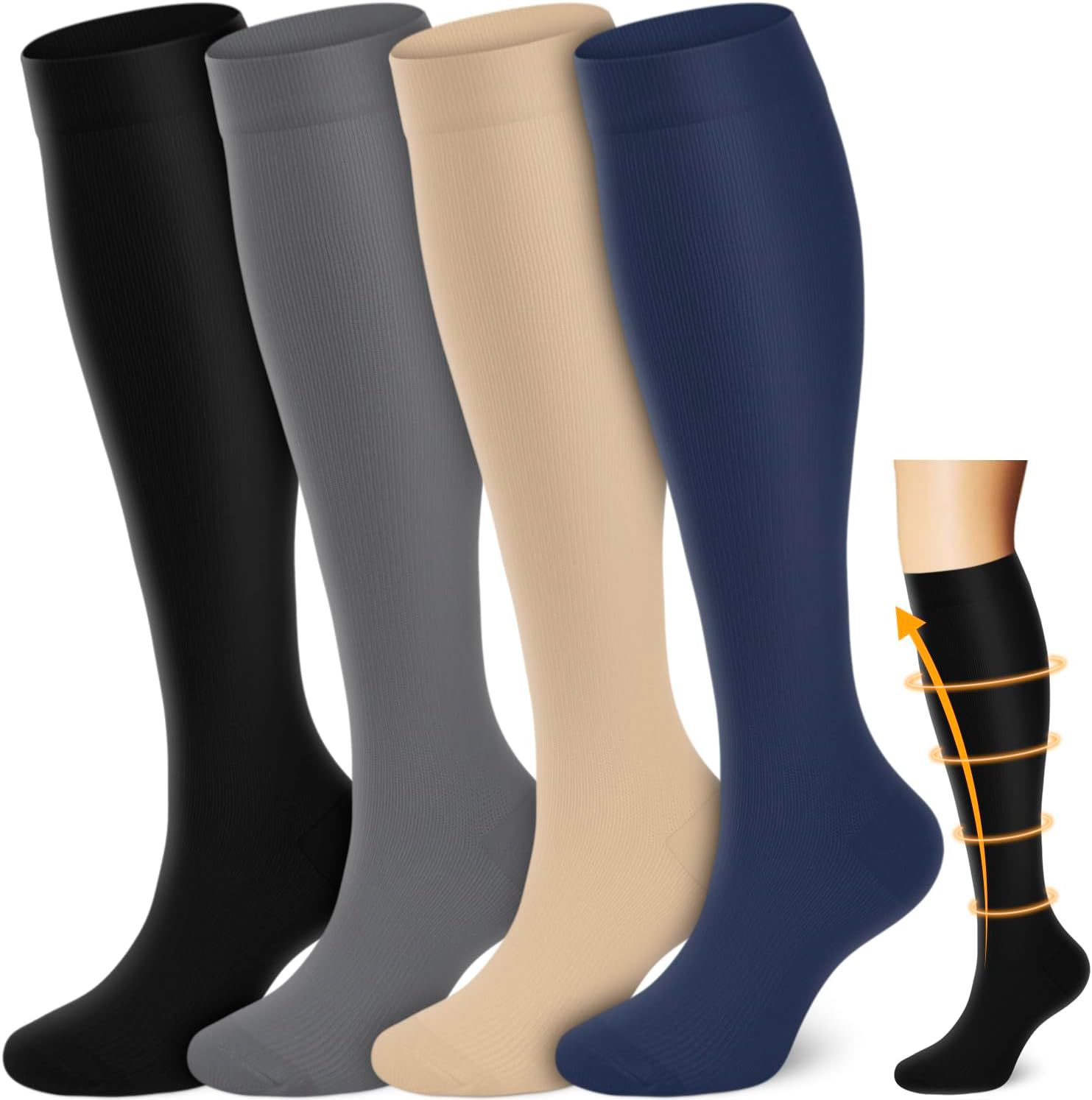 Calcetines de compresión transfronterizos Calcetines de pantorrilla Calcetines elásticos Deportes Ciclismo Correr Calcetines de yoga Calcetines de compresión de tubo largo para hombre Spot para mujer