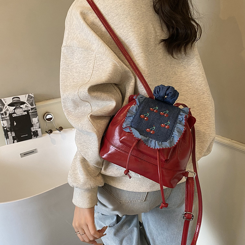 Sweet Cool Wind, mochila pequeña para niños y niñas, mochila de encaje dulce, mochila de cereza para niños.