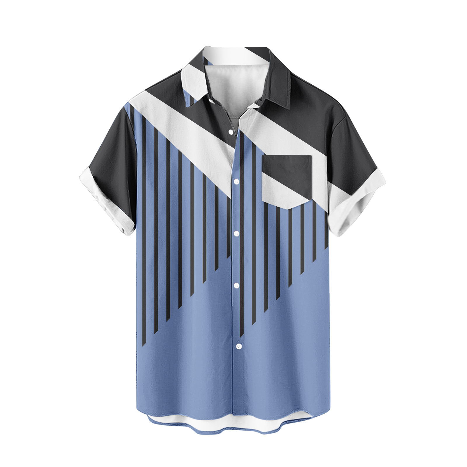 2024 comercio exterior europeo y americano transfronterizo exclusivamente para camisas de manga corta para hombres color de costura impresión digital 3D blusa casual