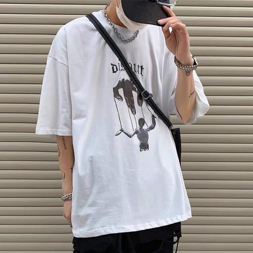 Men's Short Sleeve T-Shirt  New Summer Korean Style Trendy Plus Size Loose Hong Kong Style Japanese Half Sleeve Top