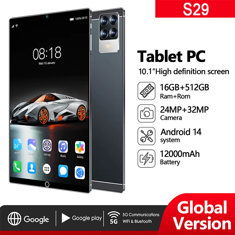 10.1寸平板电脑工厂一件代发安卓智能蓝牙OZON虾皮亚马逊触屏双卡