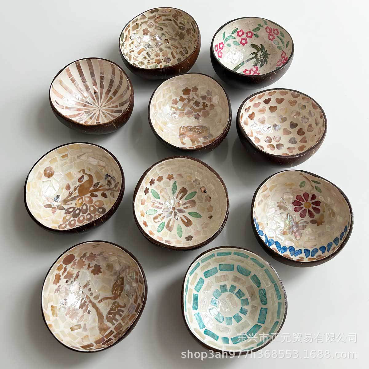 Tazón de coco, bandeja de almacenamiento de llaves de puerta de entrada, conchas de coco, tazón de cubiertos, decoración del hogar, bandeja de almacenamiento de dulces, semillas de melón