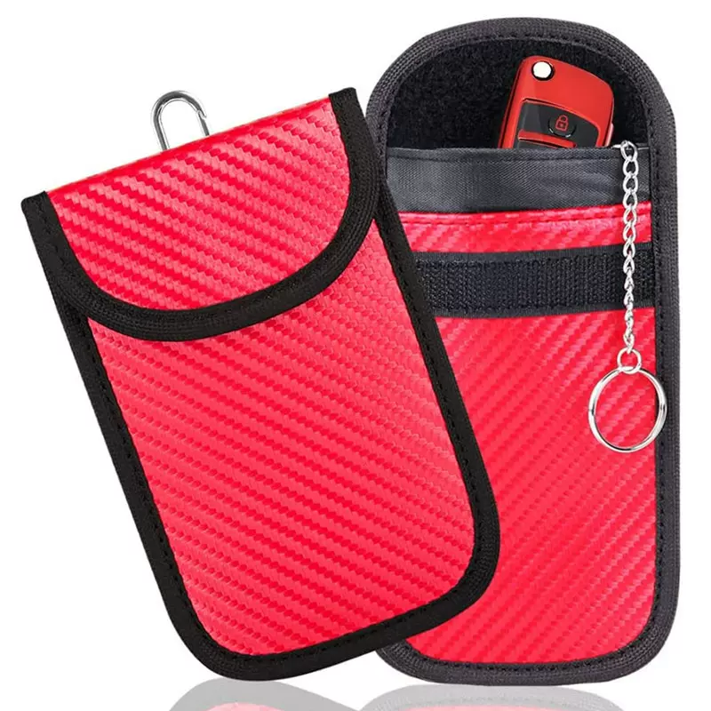 新款2个套装碳纤维汽车屏蔽钥匙包 防盗法拉第无钥匙进入系统rfid